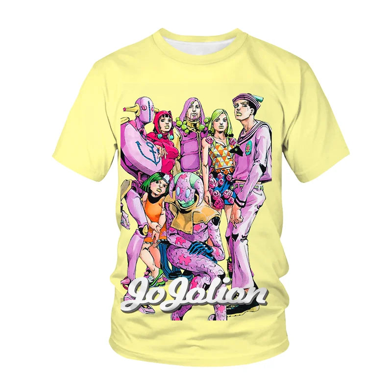 Fashion Anime JOJO Tees Lovely Costume Boys Girls T-shirt Summer Short Sleeves Oversized Streetwear Loose Ventilate O neck Tops