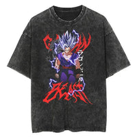 Hip Hop Streetwear Japan Anime Dragon Ball Print Oversized T-Shirt Men Washed Vintage Black Tshirt Summer Casual Cotton T Shirt