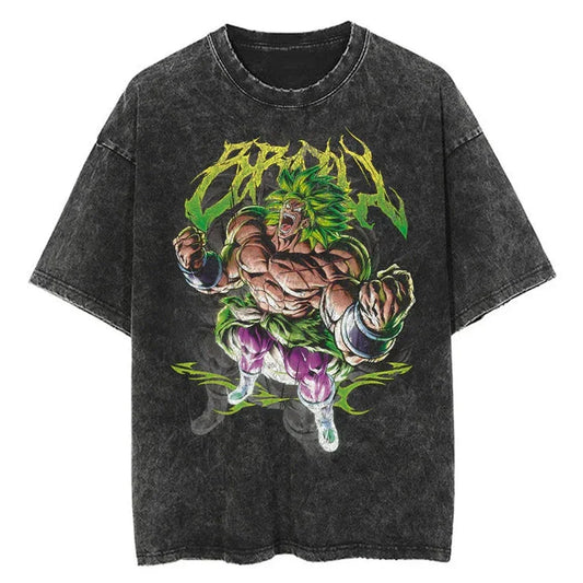Hip Hop Streetwear Japan Anime Dragon Ball Print Oversized T-Shirt Men Washed Vintage Black Tshirt Summer Casual Cotton T Shirt