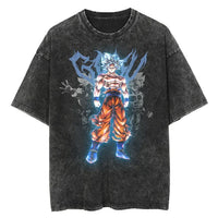 Hip Hop Streetwear Japan Anime Dragon Ball Print Oversized T-Shirt Men Washed Vintage Black Tshirt Summer Casual Cotton T Shirt