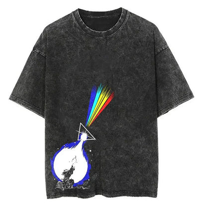 Hip Hop Streetwear Japan Anime Dragon Ball Print Oversized T-Shirt Men Washed Vintage Black Tshirt Summer Casual Cotton T Shirt