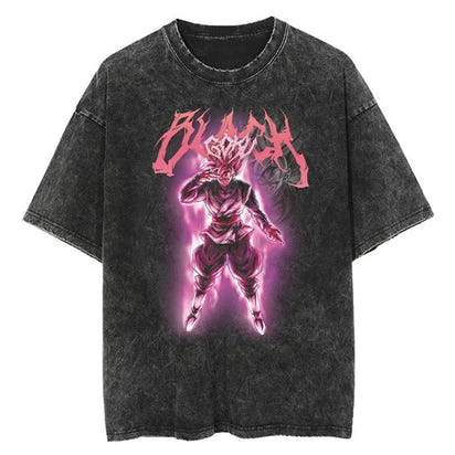 Hip Hop Streetwear Japan Anime Dragon Ball Print Oversized T-Shirt Men Washed Vintage Black Tshirt Summer Casual Cotton T Shirt