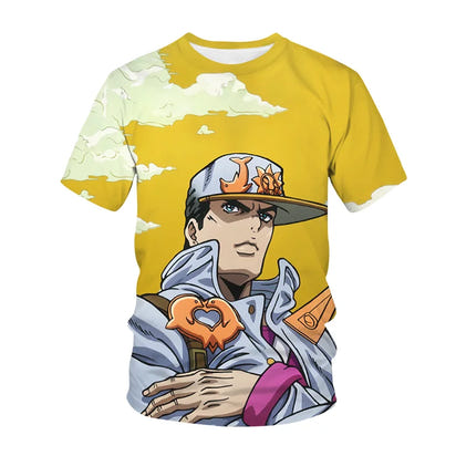 Fashion Anime JOJO Tees Lovely Costume Boys Girls T-shirt Summer Short Sleeves Oversized Streetwear Loose Ventilate O neck Tops