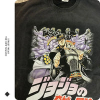 JOJO Steel Ball Run T-shirt Vintage Washed Zeppeli Gyro T Shirts Oversize Manga JOJO DIO Jotaro Jolyne Jean Pierre Tops Tees Men