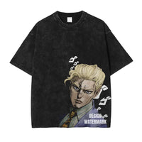 JOJO Steel Ball Run T-shirt Vintage Washed Zeppeli Gyro T Shirts Oversize Manga JOJO DIO Jotaro Jolyne Jean Pierre Tops Tees Men