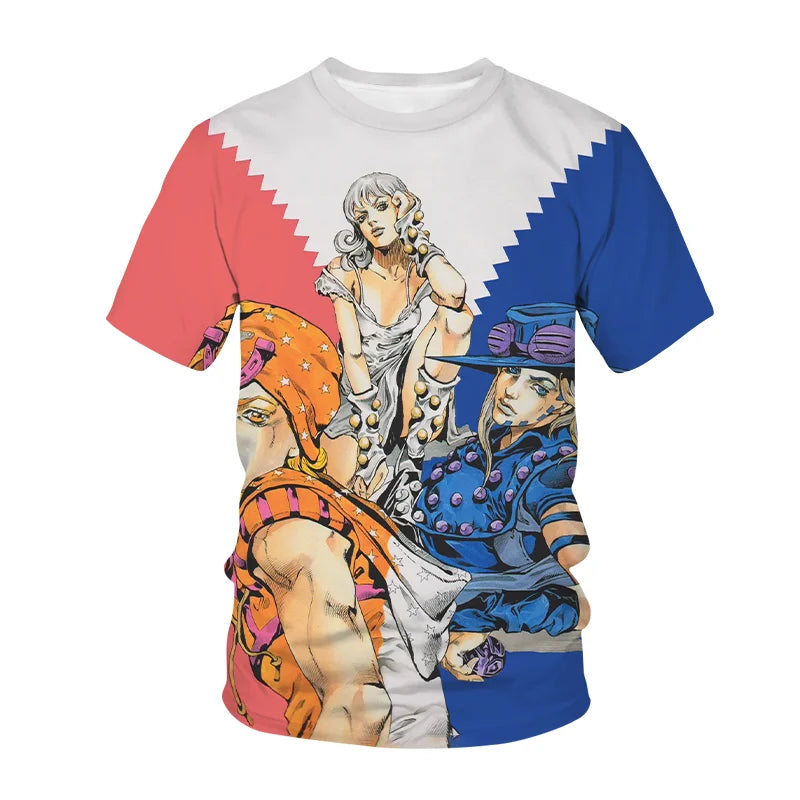 Fashion Anime JOJO Tees Lovely Costume Boys Girls T-shirt Summer Short Sleeves Oversized Streetwear Loose Ventilate O neck Tops