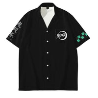 Demon Slayer Button Shirts for Man Women Short-sleeved Top Shirt Anime Tanjirou Zenitsu T-shirts in Summers Casual Lapel Shirts