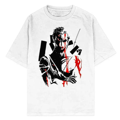 Men Casual Oversized Washed Harajuku T-shirt Washed Japanese Anime One Piece Graphic Loose Streetwear Black Tops Tees