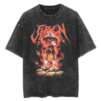 Hip Hop Streetwear Japan Anime Dragon Ball Print Oversized T-Shirt Men Washed Vintage Black Tshirt Summer Casual Cotton T Shirt
