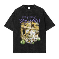 JOJO Steel Ball Run T-shirt Vintage Washed Zeppeli Gyro T Shirts Oversize Manga JOJO DIO Jotaro Jolyne Jean Pierre Tops Tees Men