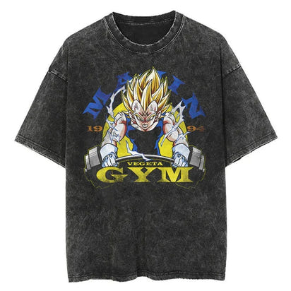 Hip Hop Streetwear Japan Anime Dragon Ball Print Oversized T-Shirt Men Washed Vintage Black Tshirt Summer Casual Cotton T Shirt