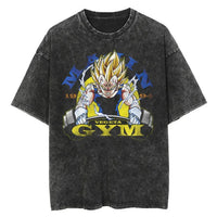 Hip Hop Streetwear Japan Anime Dragon Ball Print Oversized T-Shirt Men Washed Vintage Black Tshirt Summer Casual Cotton T Shirt