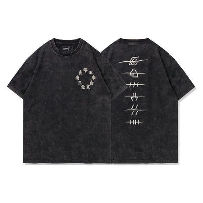 Hip Hop Streetwear Harajuku T Shirt Japanese Anime Naruto Print Tshirt Men Short Sleeve Vintage T-Shirt Cotton Loose Tops Tees