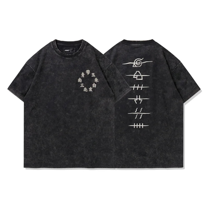 Hip Hop Streetwear Harajuku T Shirt Japanese Anime Naruto Print Tshirt Men Short Sleeve Vintage T-Shirt Cotton Loose Tops Tees