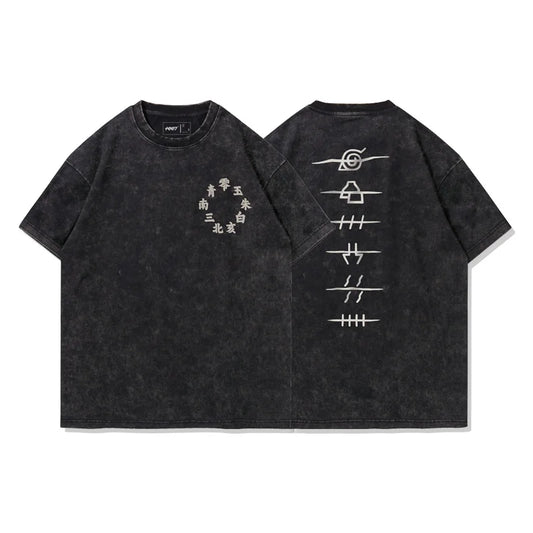 Hip Hop Streetwear Harajuku T Shirt Japanese Anime Naruto Print Tshirt Men Short Sleeve Vintage T-Shirt Cotton Loose Tops Tees