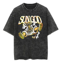 Men Casual Oversized Washed Harajuku T-shirt Washed Japanese Anime One Piece Graphic Loose Streetwear Black Tops Tees