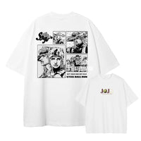 JOJO Steel Ball Run T-shirt Vintage Washed Zeppeli Gyro T Shirts Oversize Manga JOJO DIO Jotaro Jolyne Jean Pierre Tops Tees Men