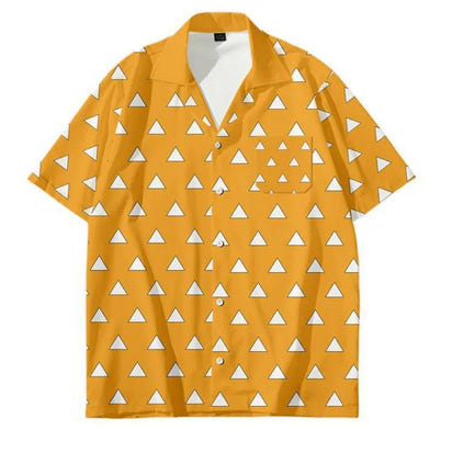Demon Slayer Button Shirts for Man Women Short-sleeved Top Shirt Anime Tanjirou Zenitsu T-shirts in Summers Casual Lapel Shirts