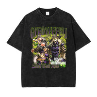 JOJO Steel Ball Run T-shirt Vintage Washed Zeppeli Gyro T Shirts Oversize Manga JOJO DIO Jotaro Jolyne Jean Pierre Tops Tees Men